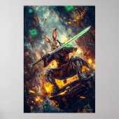 Cyber Ronin Rabbit – Neon Blade Guardian Poster (Voorkant)