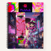 Cyber Roze Robot & Skateboard Notitieboek (Voorkant)