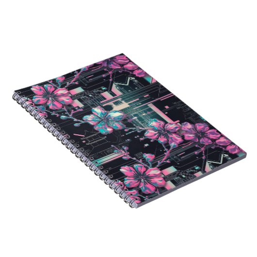 Cyber Sakura Skyline Notitieboek (Rechterzijde)