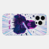 Cyber Samurai Anime Jongen Vaporwave Krijger Kunst iPhone Hoesje (Achterkant horizontaal)