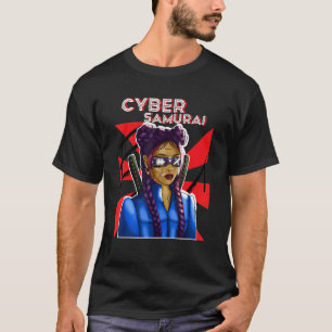 Cyber Samurai Girl Gamer Katana Japana Virtual R T-shirt