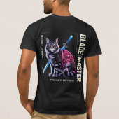 Cyber Samurai Kat Poster – Neon Warrior Cadeau T-shirt (Achterkant)