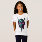 Cyber-Samurai Oni Mask – Futuristische Synthwave G T-shirt (Voorkant volledig)