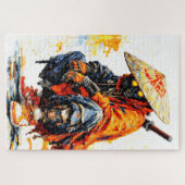 Cyber Samurai Paletmes Neon Oranje Impasto Legpuzzel (Horizontaal)