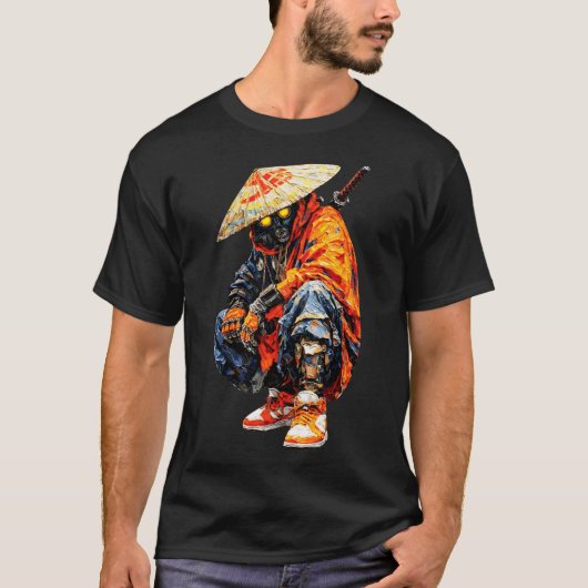 Cyber Samurai Paletmes Oranje T-shirt (Voorkant)