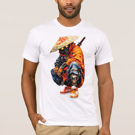 Cyber Samurai Paletmes Oranje T-shirt (Voorkant)