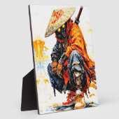 Cyber Samurai Palette Knife Neon Orange Impasto Fotoplaat (Zijkant)