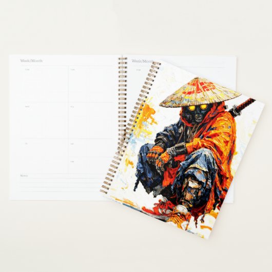 Cyber Samurai Palette Knife Neon Orange Impasto Planner (Display)