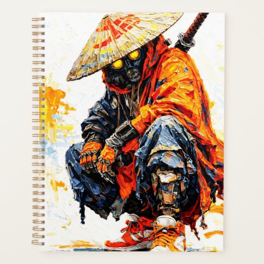 Cyber Samurai Palette Knife Neon Orange Impasto Planner (Voorkant)