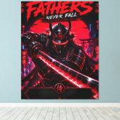 Cyber Samurai Vader Canvas Muur Kunst Afdruk (Insitu (Houten vloer))