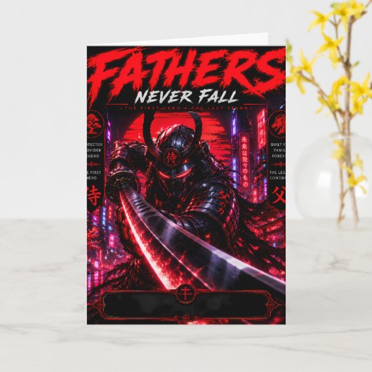 Cyber Samurai Vaderdag Kaart (Gele Bloem)