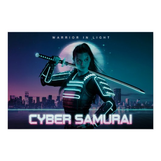 Cyber Samurai: Warrior in Light Perfect Poster (Voorkant)
