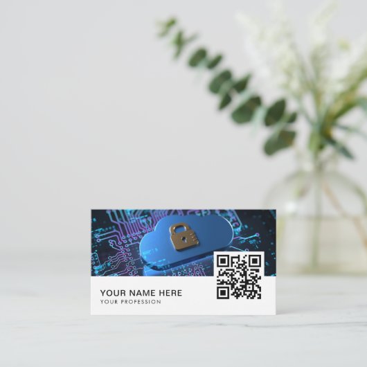 Cyber Security Analist QR Code Business Car Visitekaartje (Staand voorkant)