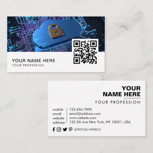 Cyber Security Analist QR Code Business Car Visitekaartje (Voorkant / Achterkant)