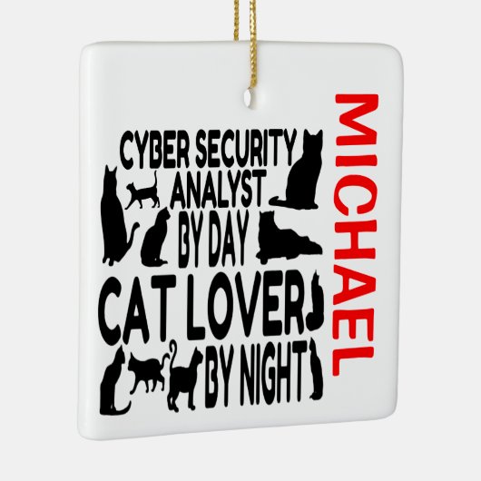 Cyber Security Analyst houdt van Cats CUSTOM Keramisch Ornament (Rechts)