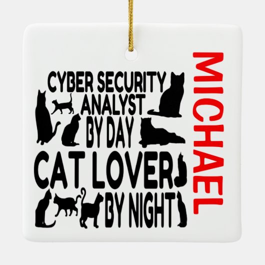 Cyber Security Analyst houdt van Cats CUSTOM Keramisch Ornament (Achterkant)