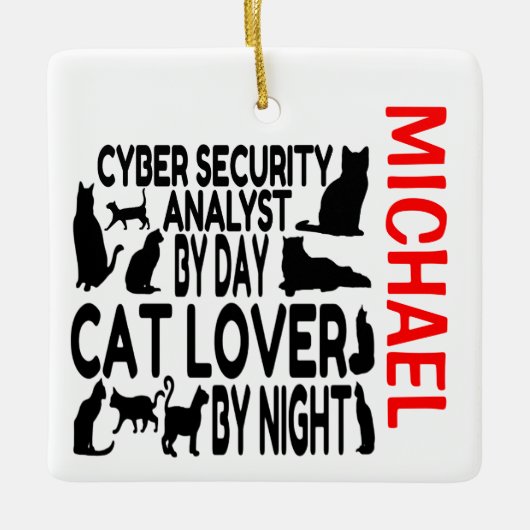 Cyber Security Analyst houdt van Cats CUSTOM Keramisch Ornament (Voorkant)