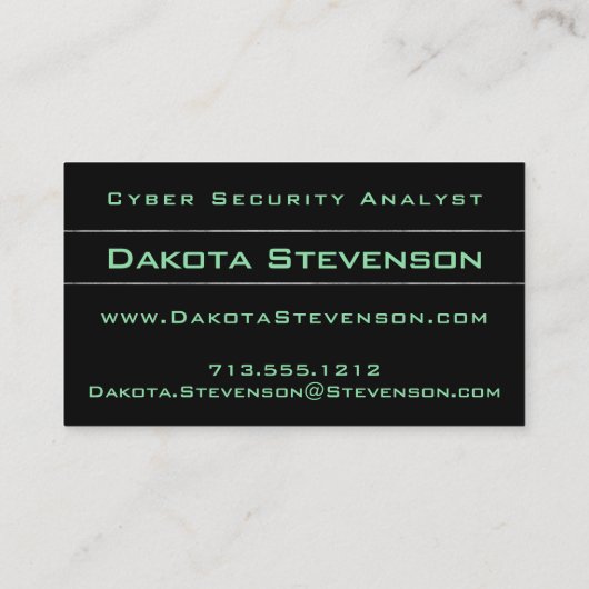 Cyber Security Analyst Modern Green Minimalist Visitekaartje (Achterkant)
