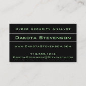 Cyber Security Analyst Professional Black Green Visitekaartje (Achterkant)