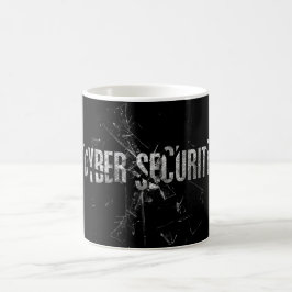 Cyber Security Cool Silver Glass Typografie Modern Koffiemok