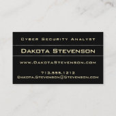 Cyber Security Data Internet Analyst Modern Gold Visitekaartje (Achterkant)