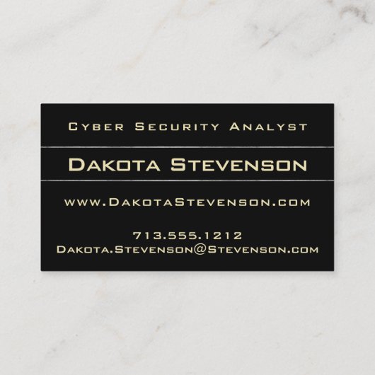 Cyber Security Data Internet Analyst Modern Gold Visitekaartje (Achterkant)