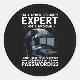 Cyber Security Expert voor White Hacker en Cyber W Ronde Sticker