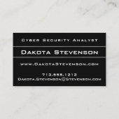 Cyber Security Intelligence Modern Silver Black Visitekaartje (Achterkant)