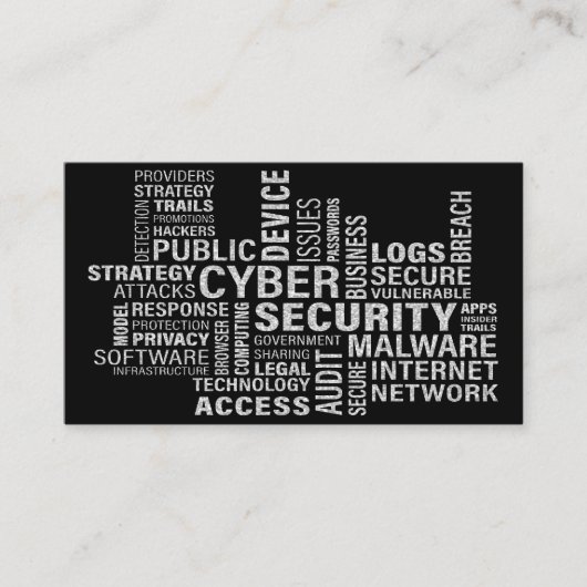Cyber Security Intelligence Modern Silver Black Visitekaartje (Voorkant)