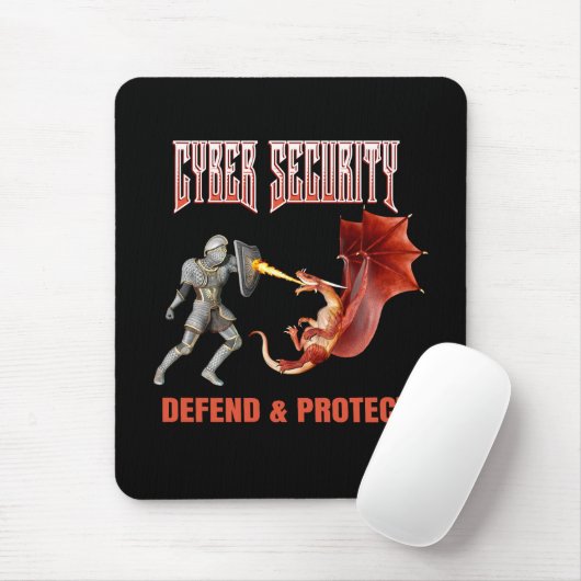 Cyber Security Ridder Draak Verdediging Muismat (Met muis)