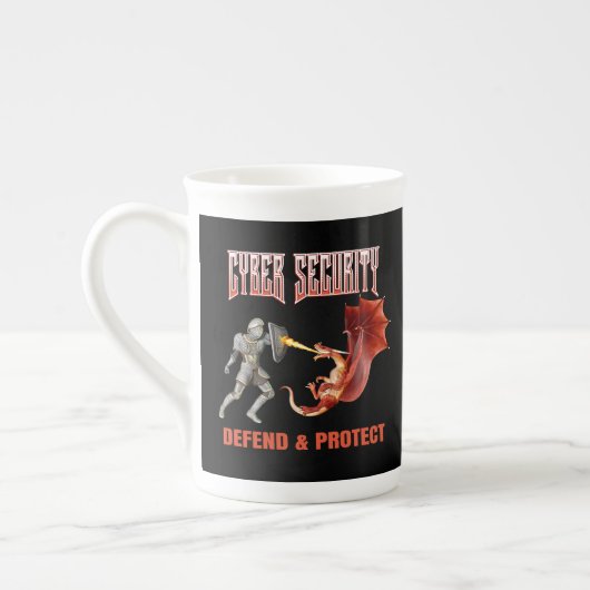 Cyber Security Ridder Draak Verdediging Porselein Kop (Links)