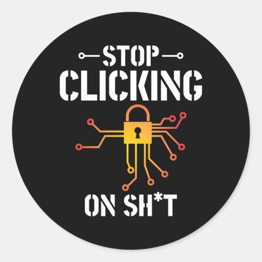 Cyber Security Stop op Computer Programmer te klik Ronde Sticker (Voorkant)