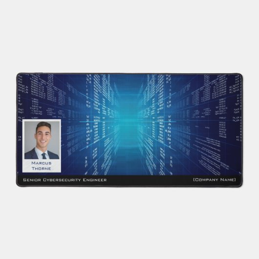 Cyber Security Tech Blue Business Photo Desk Mat (Voorkant)