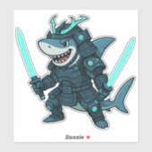 Cyber Shark in Armor with Dual Swords Sticker (Vel)