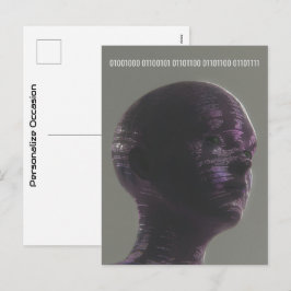 Cyber Skull Binary Hello Future Technology Design  Feestdagenkaart