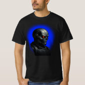 Cyber Skull Blue Glow Robot Head Graphic Design   T-shirt (Voorkant)