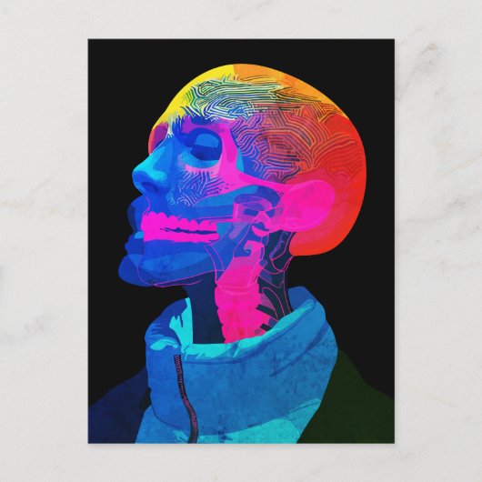 Cyber Skull - futuristische anatomie kunst Briefkaart (Voorkant)