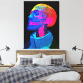 Cyber Skull – Futuristische Anatomie Kunst Canvas Afdruk (Insitu (Slaapkamer))