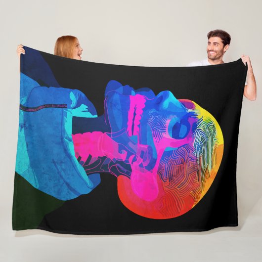 Cyber Skull - futuristische anatomie kunst Fleece Deken (In situ)