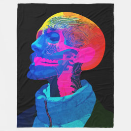 Cyber Skull - futuristische anatomie kunst Fleece Deken
