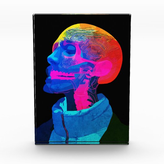Cyber Skull - futuristische anatomie kunst Fotoblokken (Voorkant)