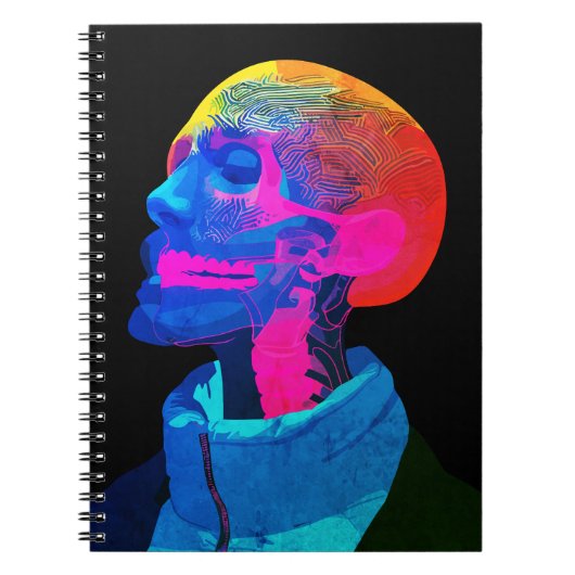 Cyber Skull - futuristische anatomie kunst Notitieboek (Voorkant)