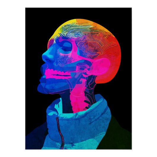 Cyber Skull - futuristische anatomie kunst Perfect Poster (Voorkant)