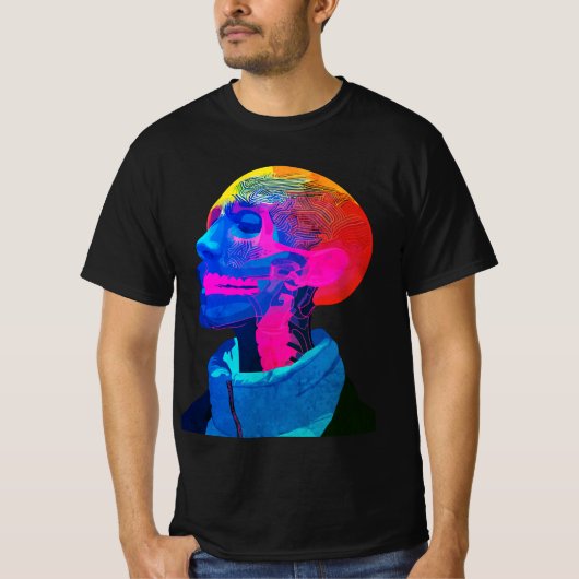 Cyber Skull - futuristische anatomie kunst T-shirt (Voorkant)