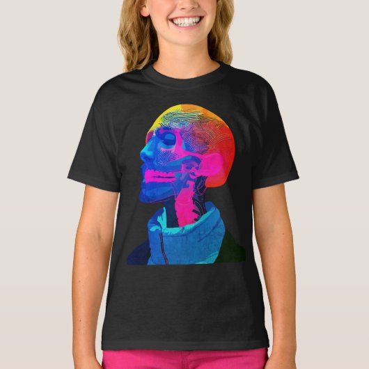 Cyber Skull - futuristische anatomie kunst T-shirt (Voorkant)