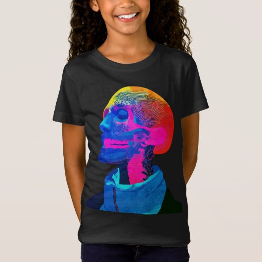 Cyber Skull - futuristische anatomie kunst T-shirt (Voorkant)