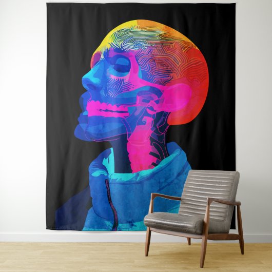 Cyber Skull - futuristische anatomie kunst Wandkleed (In situ)