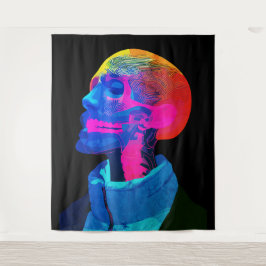 Cyber Skull - futuristische anatomie kunst Wandkleed