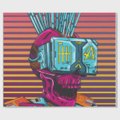 Cyber Skull Virtual Reality Cyberpunk diskette Cadeaupapier (Vlak)