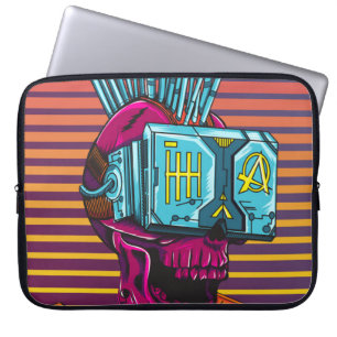 Cyber Skull Virtual Reality Cyberpunk diskette Laptop Sleeve